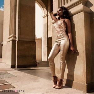 Gold  fashion nova high waist pants